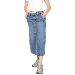 Dickies-Long Denim Carpenter Skirt W Rinsed Fade - Gonna Blu
