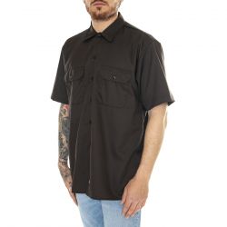 Dickies-Work Shirt SS Rec Brown - Camicia Maniche Corte Uomo Marrone