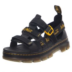 DR.MARTENS-Pearson II Black Leather Webbing - Sandali Uomo Neri