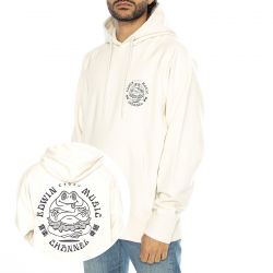 Edwin-Edwin Music Channel Hoodie Sweat Whisper White - Felpa con Cappuccio Uomo Bianca