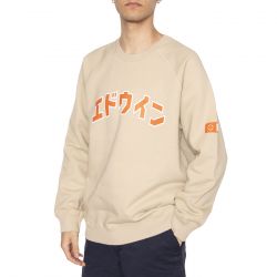 Edwin-Katakana Retro Sweat White Pepper - Felpa Girocollo Uomo Beige