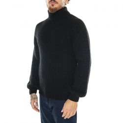 Edwin-M' Roni High Collar Sweater Black - Maglione a Collo Alto Uomo Nero