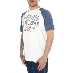 FANATICS-New York Yankees Fanatics Heritage Biblend SS Tee white/navy - Maglietta Girocollo Uomo Bianca