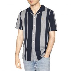 Farah-Alton SS Stripe Rev True Navy - Camicia Maniche Corte Uomo Multicolore