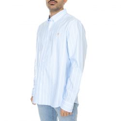 Farah-M' Brewer Wide Stripe Blue Shirt-F4WSD027-468