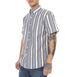 Farah-Mens Robertson Stripe Short-Sleeve Shirt - Yale - Camicia Maniche Corte Uomo Multicolore-F4WSB042-996