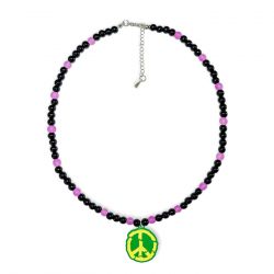 GRIMEY-UFollow No Peace Beads Nacklace Black - Collana Multicolore