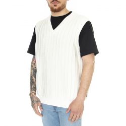 GUESS ORIGINALS-Go Jaxon Sweater Vest Off White - Gilet in Cotone Uomo Bianco