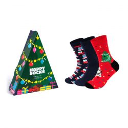 HAPPY SOCKS-3-Pack Holiday Tree Socks Gift Set Green - Set da Tre Paia di Calzini Multicolore