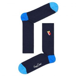 HAPPY SOCKS-Ribbed Embroidery Fries Socks - Calzini Blu / Multicolore-REFRI01-6500