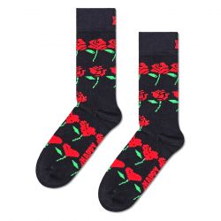 HAPPY SOCKS-Rose Hearts Sock Black - Calzini Multicolore