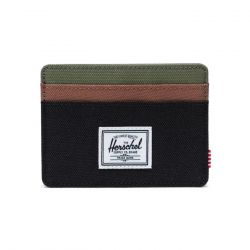 Herschel-Charlie Cardholder Black / Four Leaf Clover / Saddle Brown - Portacarte Multicolore