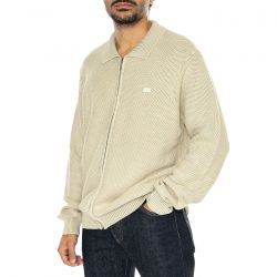 Huf-Anton Zip Overdyed Sweater Putty - Maglione con Zip Uomo Beige