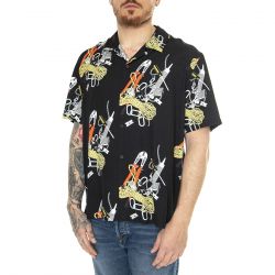 Huf-Skidrokyo S/S Resort Top Black - Camicia Maniche Corte Uomo Multicolore