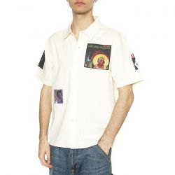 Huf-Stax Patches Button Up Natural - Camicia Maniche Corte Uomo Bianca