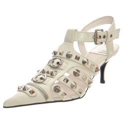 Jeffrey Campbell-Rocked Ivory Crinkle Silver - Sandali Donna Bianchi
