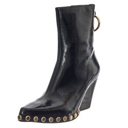 Jeffrey Campbell-W' Wolton Black Crinkle Patent - Stivali Donna Neri