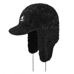 Kangol-Faux Shearling Utility Flap Cap Black