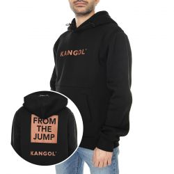 Kangol-Essential Black - Felpa con Cappuccio Uomo Nera