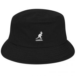 Kangol-Washed Black Bucket Hat