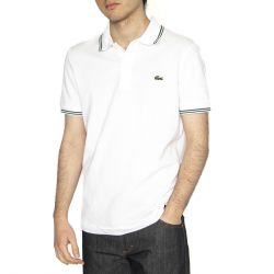 Lacoste-Maglietta M/C 001 Polo Shirt White - Polo Uomo Bianca con Logo a Contrasto