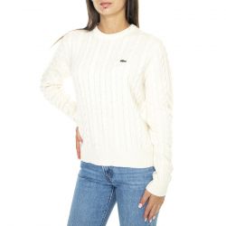 Lacoste-Pullover AF0663-NYV - Maglione Donna Bianco