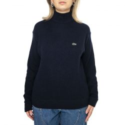Lacoste-Pullover AF9542-166 Turtleneck Blue - Maglione Collo Alto Donna Blu
