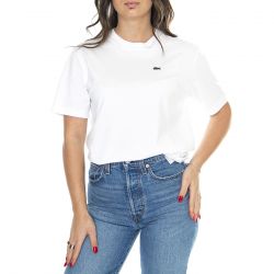 Lacoste-T-Shirt 001 White - Maglietta Girocollo Donna Bianca