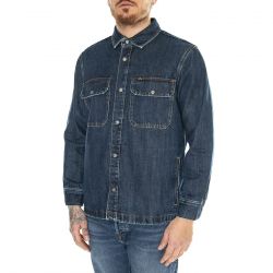 Lee-101 Overshirt Mid Indigo - Camicia Denim Jeans Uomo Blu