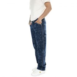 Lee-JMB Printed Jeans Dark Shade Blue - Pantaloni Denim Jeans Uomo Blu