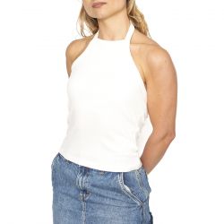 Lee-Open Back Halter Top Ecru - Maglietta Girocollo Donna Bianco
