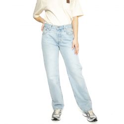 Levis-501 90's Light Indigo Worn In - Pantaloni Denim Jeans Donna Blu