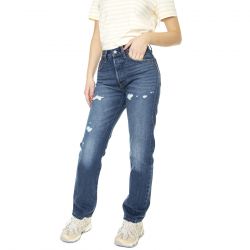 Levis-501 Jeans For Women New Life Dark Indigo Worn In - Pantaloni Denim Jeans Donna Blu