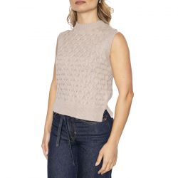 Levis-Bluebell Cable Vest Mid Oatmeal Heather - Canotta in Maglia Donna Beige