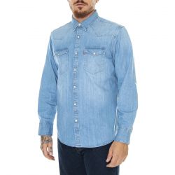 Levis-M' Barstow Western Standard Eesta Noche Light Indigo Worn In - Camicia Uomo Denim Jeans Blu