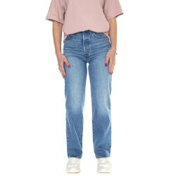 Levis-Ribcage Straight Ankle Dance Around Med Indigo Worn In - Pantaloni Denim Jeans Donna Blu