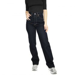 Levis-Ribcage Wide Leg H223 Dark Indigo Flat Finish - Pantaloni Denim Jeans Donna Blu