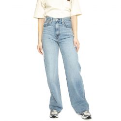 Levis-Ribcage Wide Leg H223 Light Indigo Worn In - Pantaloni Denim Jeans Donna Blu