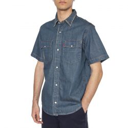 Levis-SS Relaxed Fit Western Huckleberry Deser Shirt - Camicia Maniche Corte Denim Jeans Uomo Blu