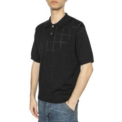 Levis-Sweater Knit Polo Pointelle Grid Mineral - Polo Uomo Nera