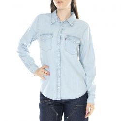 Levis-W' Essential Western Shirt Blue - Camicia Denim Jeans Donna Blu Chiaro-16786-0001