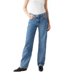 Levis-Wellthread Baggy Dada Garden Stone Light Indigo Worn In - Pantaloni Denim Jeans Donna Blu