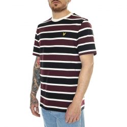 Lyle & Scott-Stripe T-Shirt Burgundy - Maglietta Girocollo Uomo Multicolore