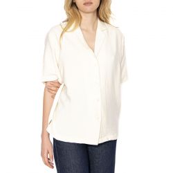 Minimum-Karenlouise 3077 White Shirt - Camicia Maniche Corte Donna Bianca