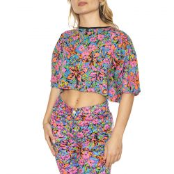 Motel Rocks-Mega Crop Tee Fluro Flower - Top Donna Multicolore-MRCMEG TE14MEG-FLUFL