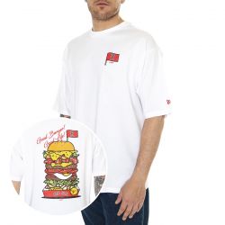 New Era-MLB Burger Graphic OS Tee Boston Red Sox White / Black - Maglietta Girocollo Uomo Bianca