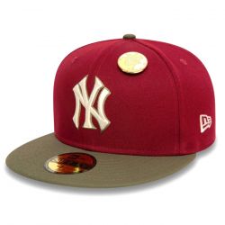 New Era-MLB Contrast Pin 59Fifty New York Yankees Car - Cappello con Visiera Rosso