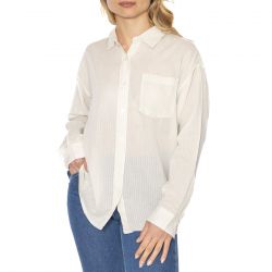 Obey-Blythe Sheer Stripe Shirt LS Azurine Multi - Camicia Donna Bianca
