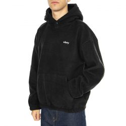 Obey-Bold Polar Flleece Hood Black - Felpa con Cappuccio Uomo Nera