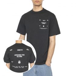 Obey-Obey Around The Globe Tee Pigment True Vintage Black - Maglietta Girocollo Uomo Nera